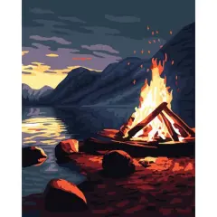 8" x 10" Campfire Paint-by-Number Kit with Wood Display Hanger by Artist's Loft&reg;