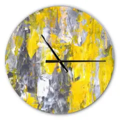 Designart 'Grey And Yellow Abstract Pattern Modern Wall Clock