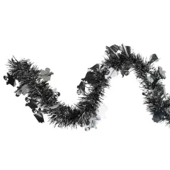 50ft. Black & Silver Ghosts Halloween Tinsel Garland