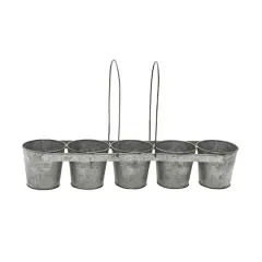 Gray Metal Farmhouse 5-Pot Planter