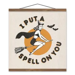 Retro Witch Teak Hanging Canvas Wall Art