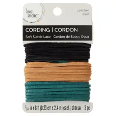 Black, Toast and Green Soft Leather Lace Cording By Bead Landing&trade;