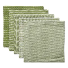 DII&reg; Antique Green Mixed Pattern Dishcloths, 5ct.