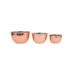 Hello Honey&reg; Hammered Metallic Stainless Steel Bowls Set Copper
