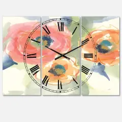 Designart Multicolor Buttercup II Traditional 3 Panel Wall Clock