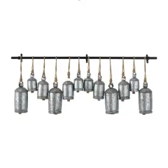 48" Metal Bohemian Decorative Cow Bells Silver