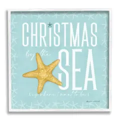 Stupell Industries Christmas By The Sea Turquoise Framed Giclee Art White