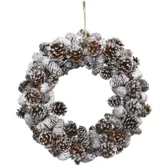 17" Snowy Pinecone Wreath