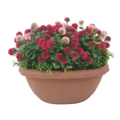 12" Faux Flowers in Hanging Basket, 2ct. Red/Pink