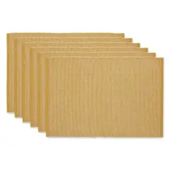 DII&reg; 2-Tone Ribbed Placemats, 6ct. Honey gold and white