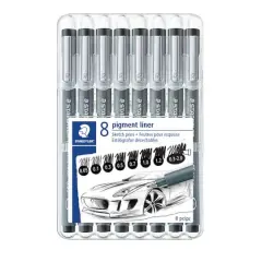 Staedtler&reg; Pigment Liner Black 8 Pen Set