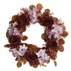 22" Fall Hydrangea & Rose Wreath