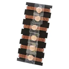 JAM Paper 3 Row Dazzle Princess Flower Rhinestone Bracelets, 6ct. Rose Gold