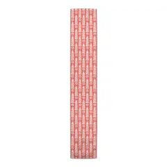 Light Houses Indoor/Outdoor Table Runner White on Coral