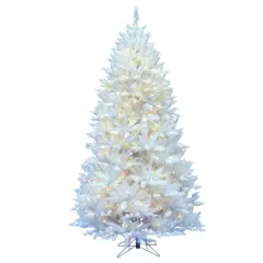 6.5ft. Pre-Lit Sparkle White Spruce Artificial Christmas Tree, Pure White LED Lights