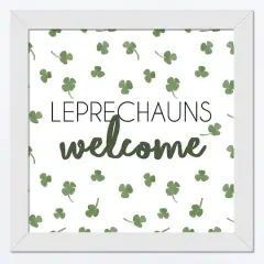 Leprechauns Welcome 16" x 16" White Framed Print Under Plexiglass