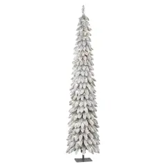 7ft. Pre-Lit Flocked Artificial Alpine Pencil Tree, Clear Lights