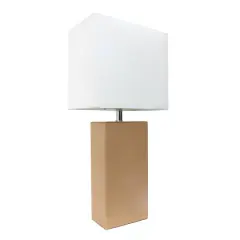Lalia Home Lexington 21" Leather Home D&eacute;cor Table Lamp Beige