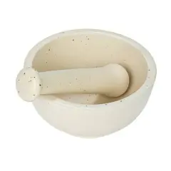 Hello Honey&reg; White Round Stoneware Mortar & Pestle Set