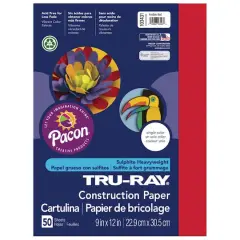 Pacon&reg; Tru-Ray&reg; 9" x 12" Construction Paper, 50 Sheets Festive Red