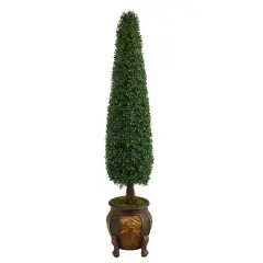 5.5ft. Boxwood Topiary Artificial Tree in Decorative Planter UV Resistant (Indoor/Outdoor)
