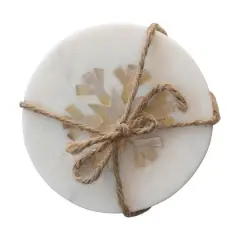 Hello Honey&reg; Marble Coasters with Mother of Pearl Snowflake Inlay, 4ct.