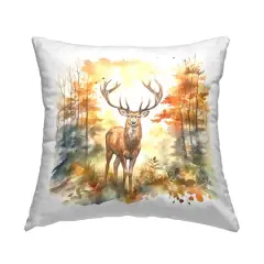 Stupell Industries Autumn Forest Stag Decorative Printed Throw Pillow