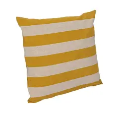 Hello Honey&reg; 20" Yellow & Natural Cotton & Linen Striped Pillow