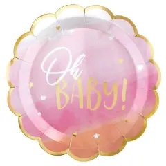 10.5" Light Pink Oh Baby Plates, 8ct.