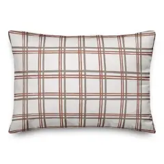 White & Red Holiday Plaid Throw Pillow