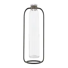 Hello Honey&reg; 8.5" Clear Glass Vase in Black Metal Stand