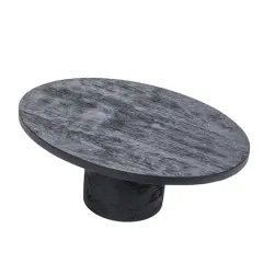 Hello Honey&reg; 16" Black Oval Mango Wood Pedestal