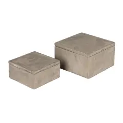 Hello Honey&reg; Gray Contemporary Cement Boxes with Lids