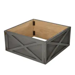 Glitzhome&reg; 26" Warm Gray Wooden Tree Collar