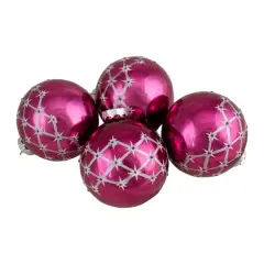 4ct. 3" Shiny Pink Glass Ball Ornaments
