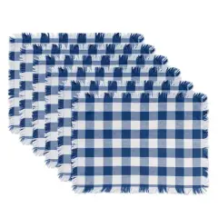 DII&reg; Navy Heavyweight Check Fringed Placemats, 6ct.