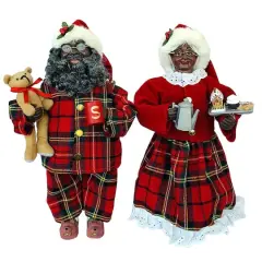 Santa's Workshop 15" Mr. & Mrs. Claus in Pajamas Figure Set
