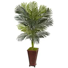 5ft. Golden Cane Palm Tree in Decorative Planter
