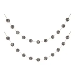 Glitzhome&reg; 6ft. Black & White Plaid Fabric Garland Set