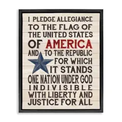 Stupell Industries Pledge of Allegiance Patriotic Floater Framed Art Black