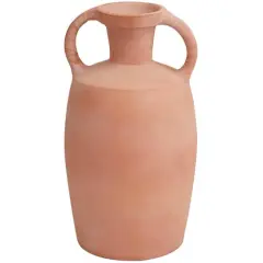 16" Orange Terracotta Jug Vase with Handles
