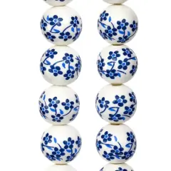 White & Sapphire Ceramic Round Beads, 12mm by Bead Landing&trade;