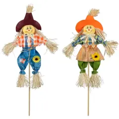 18" Boy & Girl Fall Harvest Scarecrow Picks
