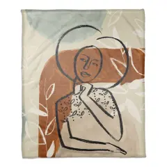 Earthy Abstract Figure I 50" x 60" Coral Fleece Blanket