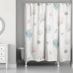 Multi Shell Coral Shower Curtain Coral/Blue/White