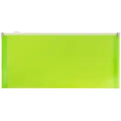 JAM Paper 5'' x 10'' Clear Plastic Pencil Pouch with Zip Closure, 12ct. Lime Green