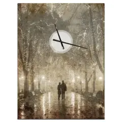 Designart 'Couple Walking In Night Lights Farmhouse Rectangular Wall Clock