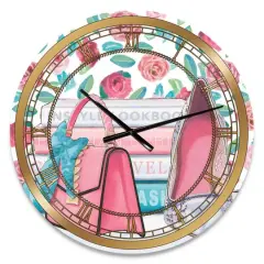 Designart 'Pink Fashion High Heels I Glam Wall Clock