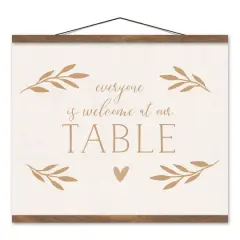 Welcome At Our Table 20" x 16" Teak Hanging Canvas