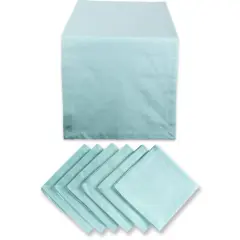 DII&reg; Solid Chambray Table Runner & Napkins Set Aqua